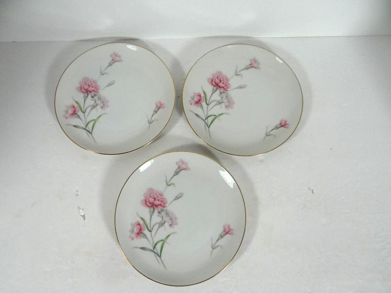 Royal Court Pink Carnation Bread Butter Plates Set of 3 Japan Carnation