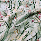 55'' By Yards Mint Green Floral Viscose Fabric Soft Rayon Sewing Material Flowering Plants