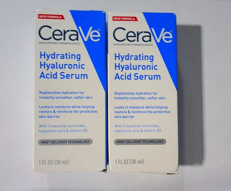 2 PACK CeraVe Hydrating Hyaluronic Acid Face Serum 1oz NEW Bouquet