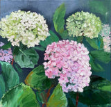 Original oil painting Pink hydrangea Floral wall art Hand painted Canvas 18 x 18 Hydrangea