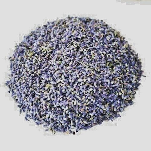 Dried French lavender buds, dense purple and blue flower heads