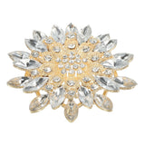 Rhinestone Flower Brooch Pin Large Crystal Sunflower Lapel Pin White Sunflower