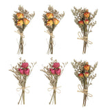 6 Pcs Mini Rose Dried Flower Bouquet Baby's Breath Orange/Rose Red/Yellow/Red Dried Flower