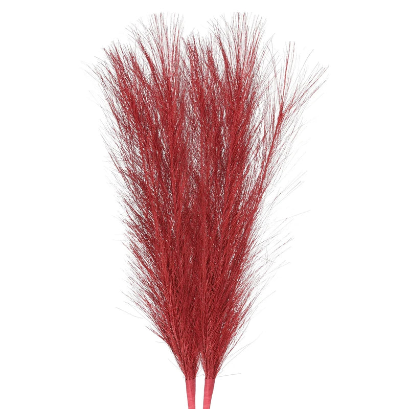 2Pcs Pampas Grass 17.7" Fake Pampas Grass for Wedding Decoration Red Pampas Grass