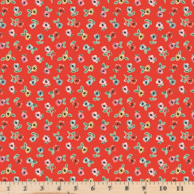 Home Sweet Home Cheery Florals Red Fabric Poppie Cotton By Half Yd Cont Cut Flowering Plants