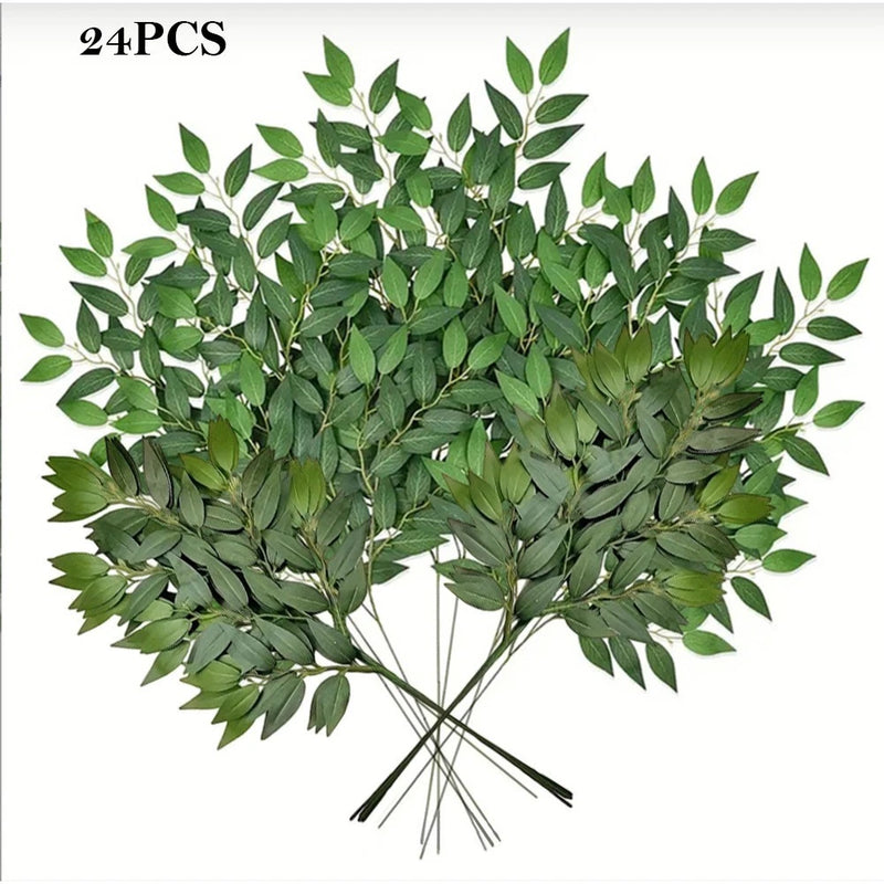 24 pcs artificial green branches for dining table weddings and room decoration Green Plant