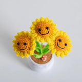 Finish Mini Crochet Flowers, Smiley Sunflowers, Crochet Sunflowers, Table Sunflower