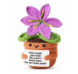 Handmade Crochet Purple Lily Flower Pot Plant With Message-Thoughtful Thank You Lily