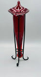 Vintage Frosted Glass Gold Gilded Lily Decorative Flower With Stand 9 1/2Ó Lily