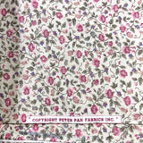 Vintage Peter Pan Calico Fabric  Cute Tiny Roses on Ivory  Cotton  32"L x 44"W Roses