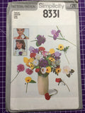 Pattern Simplicity 8331 fabric flowers Pansy, iris, rose, daisy, carnation, vtg Carnation