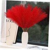 Red Pampas Grass Decor - 30pcs 24 Inch Short Artificial Pampas 30 Pieces A Red Pampas Grass