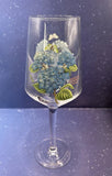 Portmeirion Botanic Garden Wine Glass 16 oz Blue Hydrangea Dragonfly Butterfly Hydrangea