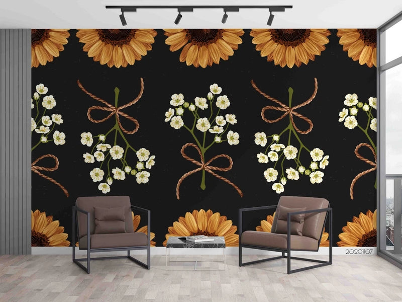 3D Sunflowers Flowers Plants Pattern Wallpaper Wall Murals Removable Wallpaper Sunflower