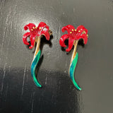 Vintage Enamel Lily Flower Brooch Pin Set Taiwan 2pc Lily
