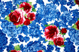 FABRIC 100% QUILTING COTTON ~FAT QUARTER ~ PIONEER WOMAN Blue with Red Roses Roses