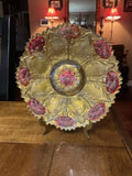 7.5" Carnation Goofus Glass Plate Red And Gold Carnation