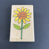 Hampton Art Wood Mounted Rubber Stamp Love Grows Love Daisy Floral Sunflower Sunflower