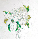 Hydrangea and Lily painting flowers original art impasto oil canvas 12x12 inches Lily