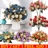 Artificial Flowers Silk Fake Plants UV Resistant Home In/Outdoor Garden Decor Dried Flower