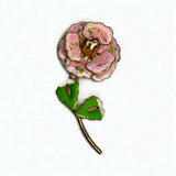 Vintage Floral Enamel Brooch Pin - Pink Carnation Carnation