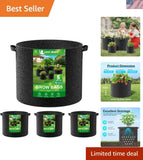 4-Pack Breathable 5 Gallon Nonwoven Grow Bags - Ideal for Outdoor Gardening Garden Plants
