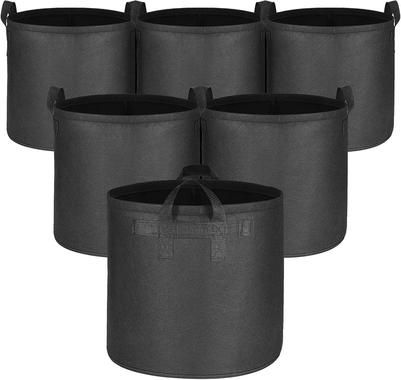 6-Pack 12 Gallon Grow Bags, 300G Thickened Nonwoven Plant Fabric Pots with Reinf Garden Plants