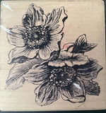 MAGENTA Rubber Stamp TWO PEONY BLOOMS FLOWERS approx 3.25 X 3.25" Peony