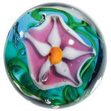 22mm STARGAZER Lily flower Handmade art glass Pink Blue Marble ball 7/8" SHOOTER Lily