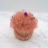Handmade Dried Flower Arrangement w/ Pink Gyp & Purple Caspia in Vintage Basket Dried Flower