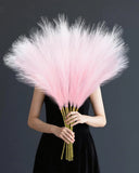 8Pcs Pink Faux Pampas Grass Tall Decor, 35.4Ó Fluffy Artificial Pompous Grass... Pampas Grass