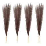 4 Pcs 17 Inch Faux Pampas Grass Artificial Boho Decor Dark Brown Pampas Grass