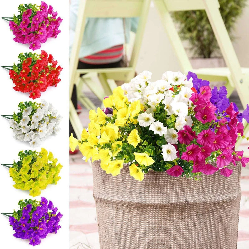 2/6/10/16 Bundles Artificial Flowers UV Resistant Fake Plants Outdoor Home Decor Bouquet