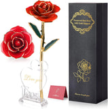 24K Gold Dipped Real Rose, Valentines Day Romantic Gift for Her, Eternal Preserv Roses