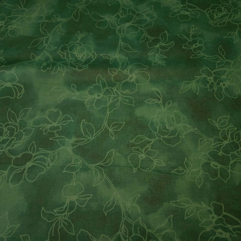 Chickadee Songs BTY P&B Textiles Tonal Dark Green Floral Blender Flowering Plants