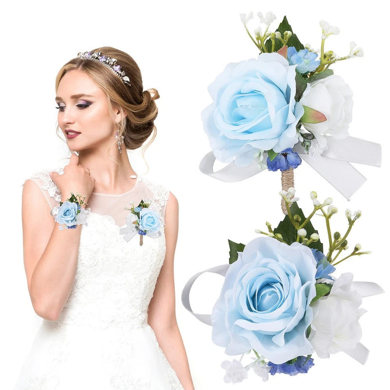 Bride Accessories Corsage and Boutonniere Set Wrist Bracelets Prom Bouquet
