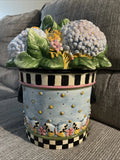 Sakura Debbie Mumm Hydrangea Cookie Jar Large Ceramic Floral Butterfly Hydrangea