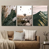 3pcs Plants Pampas Grass Mountains And Hot Air Wall Art Canvas Unframed/Framed Pampas Grass