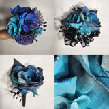 Iridescence Turquoise Purple Royal Blue Sola Wood Bridal Wedding Bouquet Accesso Bouquet