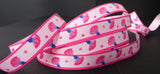 3/8"  pink Carnation Flower on pink grosgrain RIBBON 1 yd party wrap gift bow Carnation