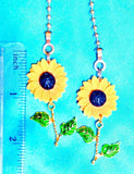 Set of Two ~ Yellow SUNFLOWER Flower Metal ~ Ceiling Fan Pulls Sunflower