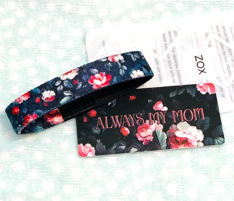 ZOX **ALWAYS MY MOM** Silver Single band w/Card Choose Size NIP ROSES Roses