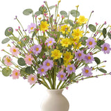Artificial Spring Flowers with Green Eucalyptus Leaves 6 Pack Spring Floral P... Green Plant
