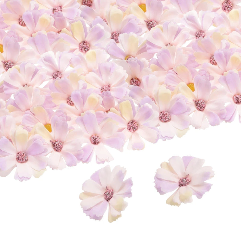 50pcs Artificial Daisies Flower Heads,1.8" Silk Fake Daisies Heads Light Purple Daisies