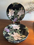 4 Fitz and Floyd  "CloisonnŽ Peony" 7 1/2" Salad Plates Porcelain, Japan 1975 Peony