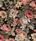 Black Rose Print Jacquard Dress Fabric Shiny Synthetic  BTHalfY #6 Flowering Plants