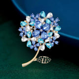 Rose Pink/Purple/Blue Crystal Rhinestone Flower Hydrangea Brooch Pin Hydrangea