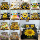 3D Sunflower Soft Duvet Quilt Cover Set + Pillowcases Twin Full Queen King Sizes Sunflower