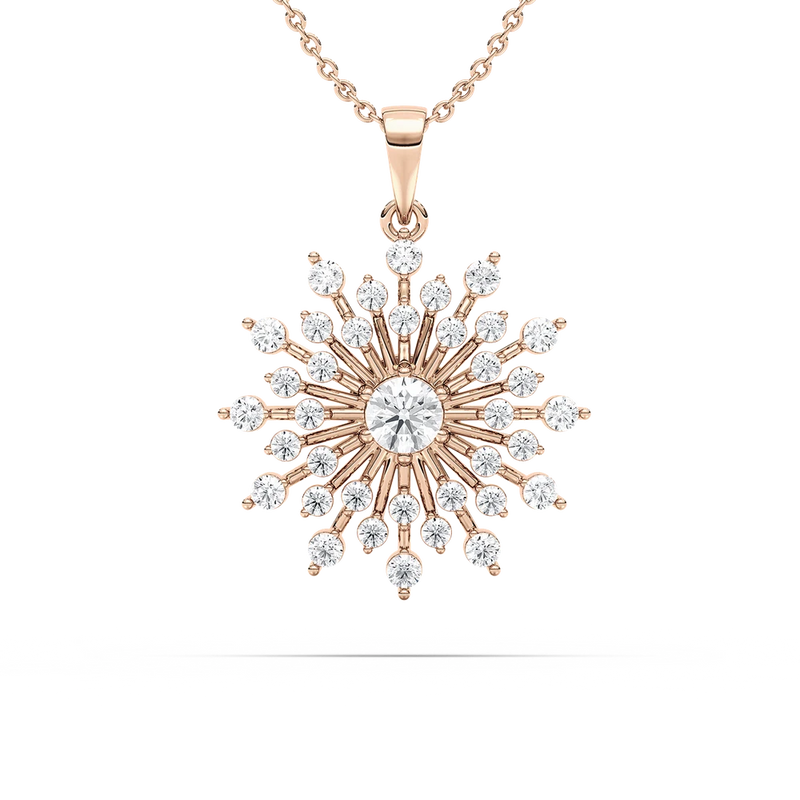 Lab Grown Diamond Sunflower Pendant in 14K Rose Gold for Women 1.65ct, No Tariff Sunflower