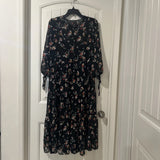 Madewell Size S Sheer Button Front Tiered Midi Dress Carnation Floral $158 NWOT Carnation